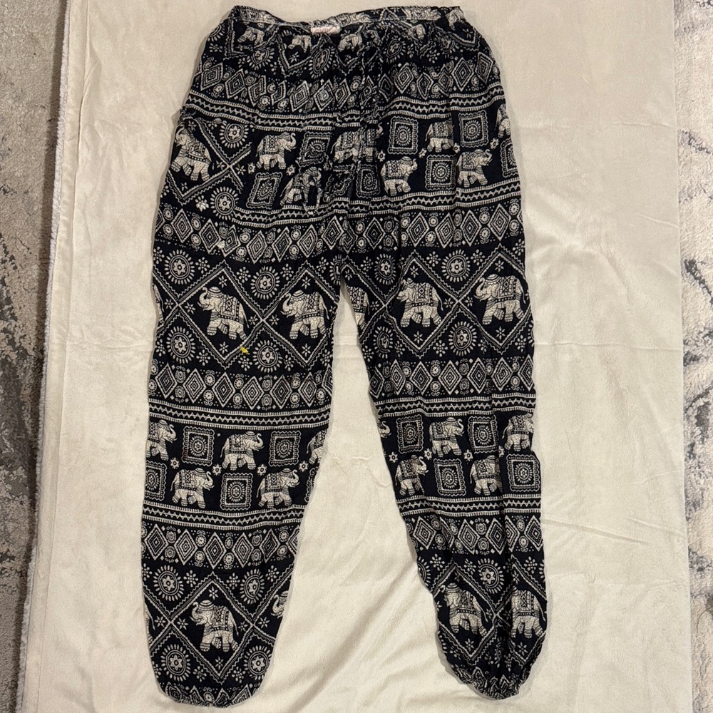 Gypsy Rose Elephant Print Black and White Pants